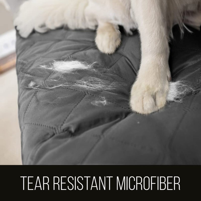 Sofa Shield Couch Slip Cover with Patented Strap, Cushion Protector, US Designed Reversible Stain and Dog Tear Resistant Slipcover, 78 inch Seat, Washable Covers for Dogs Pets, Charcoal Linen - Image 3